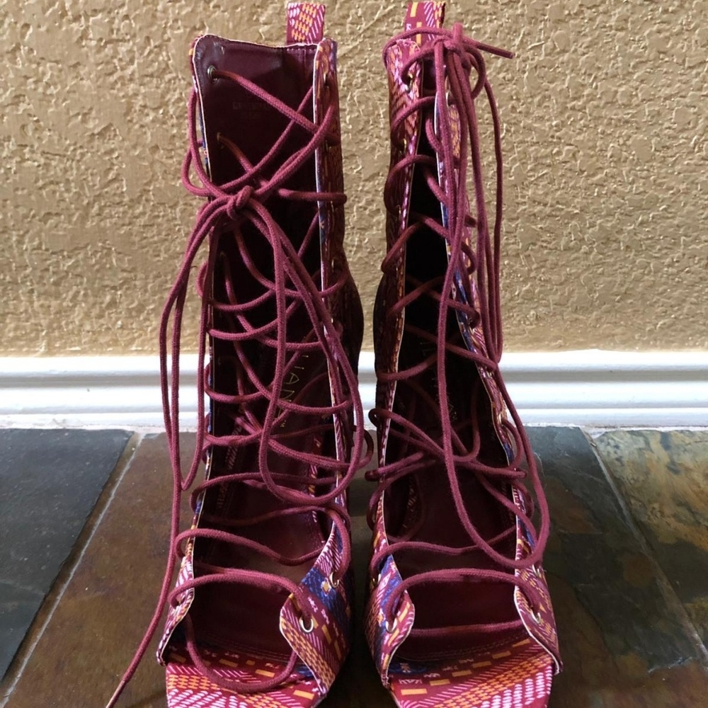 Cute tribal lace up booties